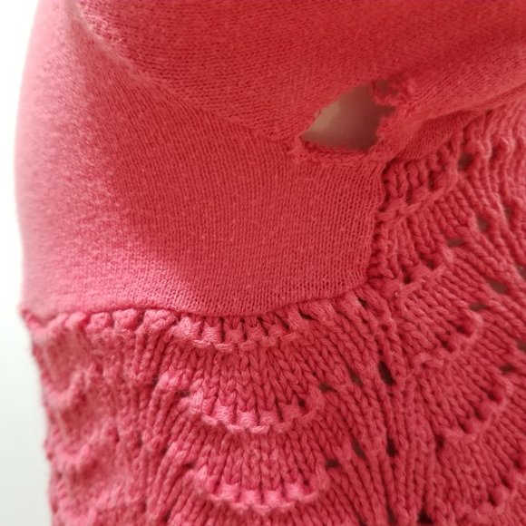 Free People cardigan Small crochet button front sweater pointelle NEEDS REPAIR - Picture 5 of 14